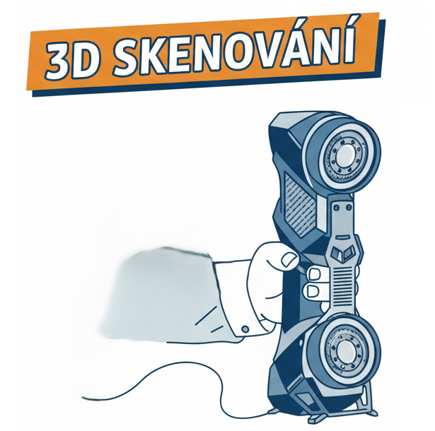 Ilustrace ručního 3D skeneru